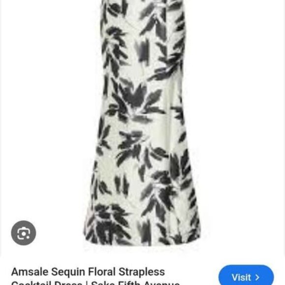 Amsale Strapless Brushstroke Detail Formal Evening Wedding Trumpet Gown, Size 6 - Picture 6 of 7